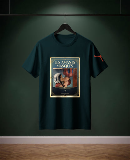 Les Amants Masqués — t-shirt colore Blu petrolio, davanti