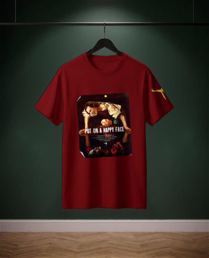 Put on a Happy Face — t-shirt colore Rosso tango, davanti