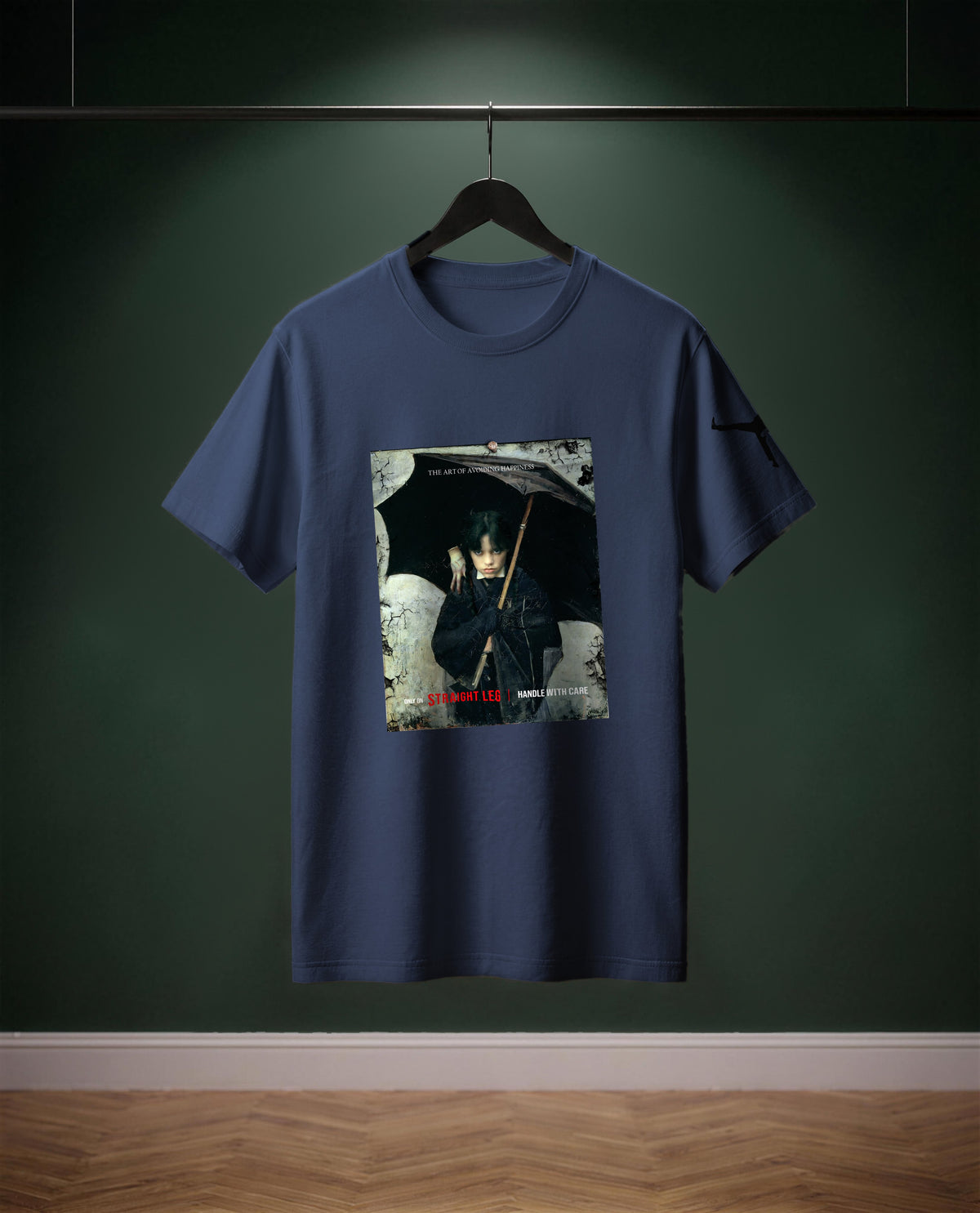 The Art of avoiding Happiness — t-shirt colore Denim, davanti