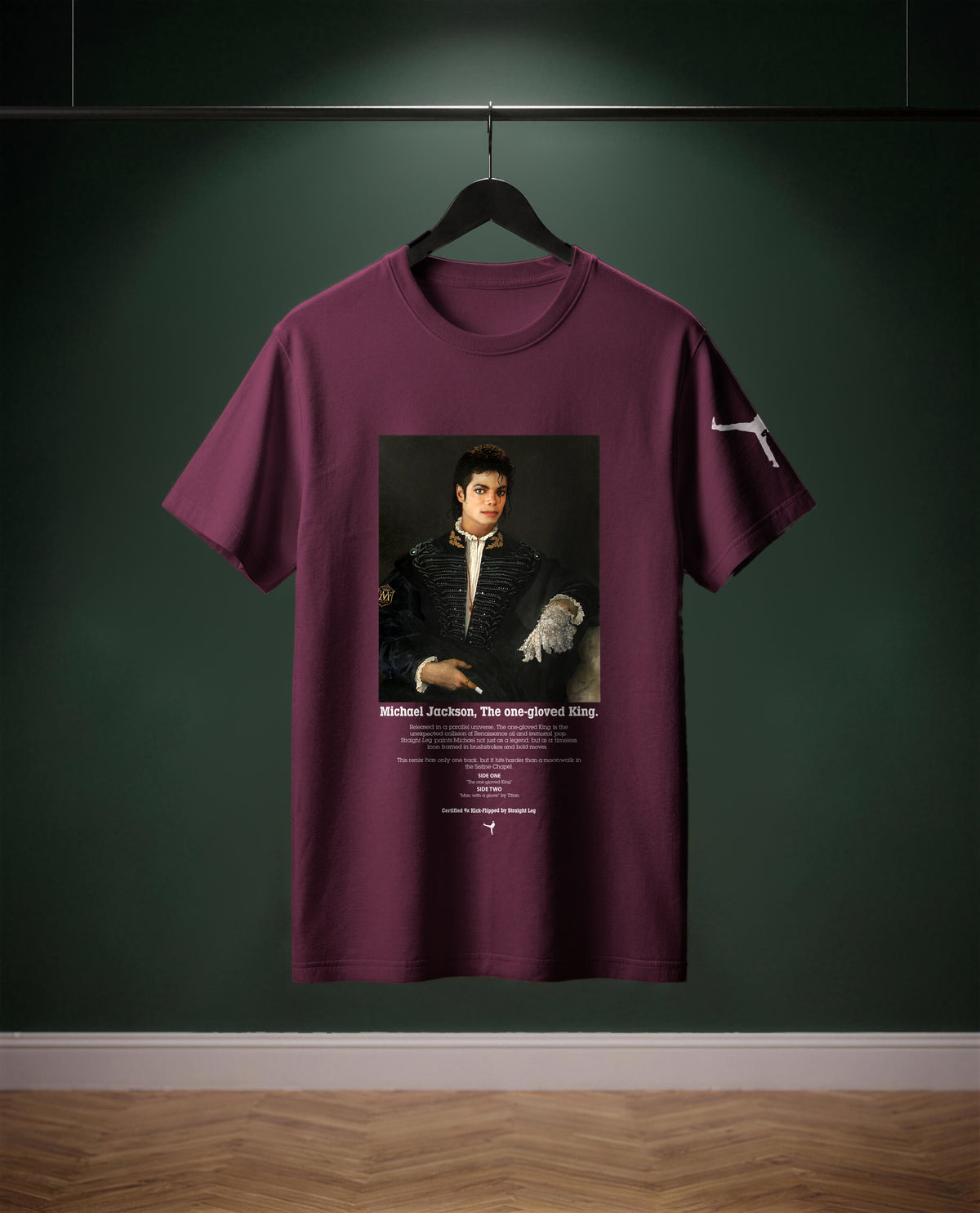 The One-Gloved King — t-shirt colore Bourdeaux, davanti